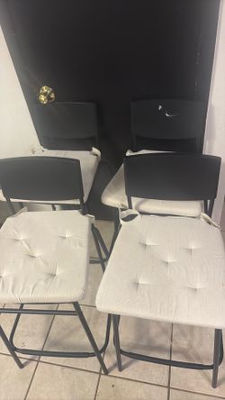 Black Bar Stools with Removable White Cushions – $20 Each