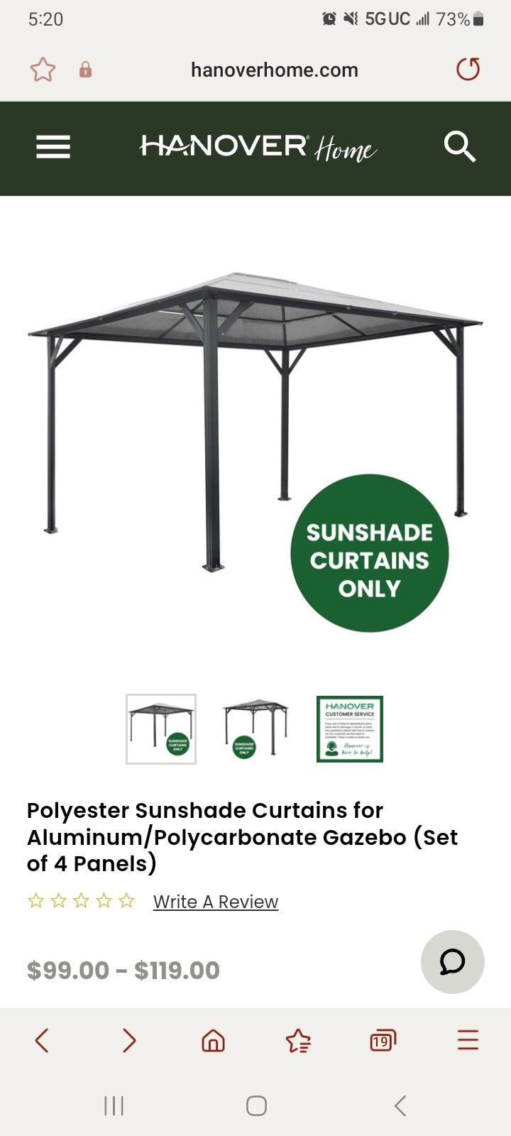 Hanover Polyester Sunshade Curtains