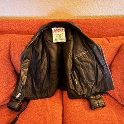 Vintage LA ROXX Black Leather Motorcycle Jacket - SIZE 46