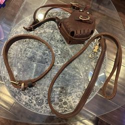 Genuine Leather Dog Leash & Muzzle Set – Strong & Durable 