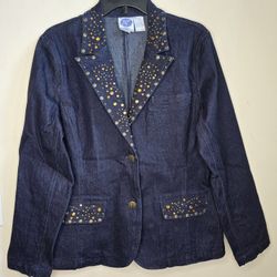 DG2 By Diane Gilman Women's Jean Blazer 