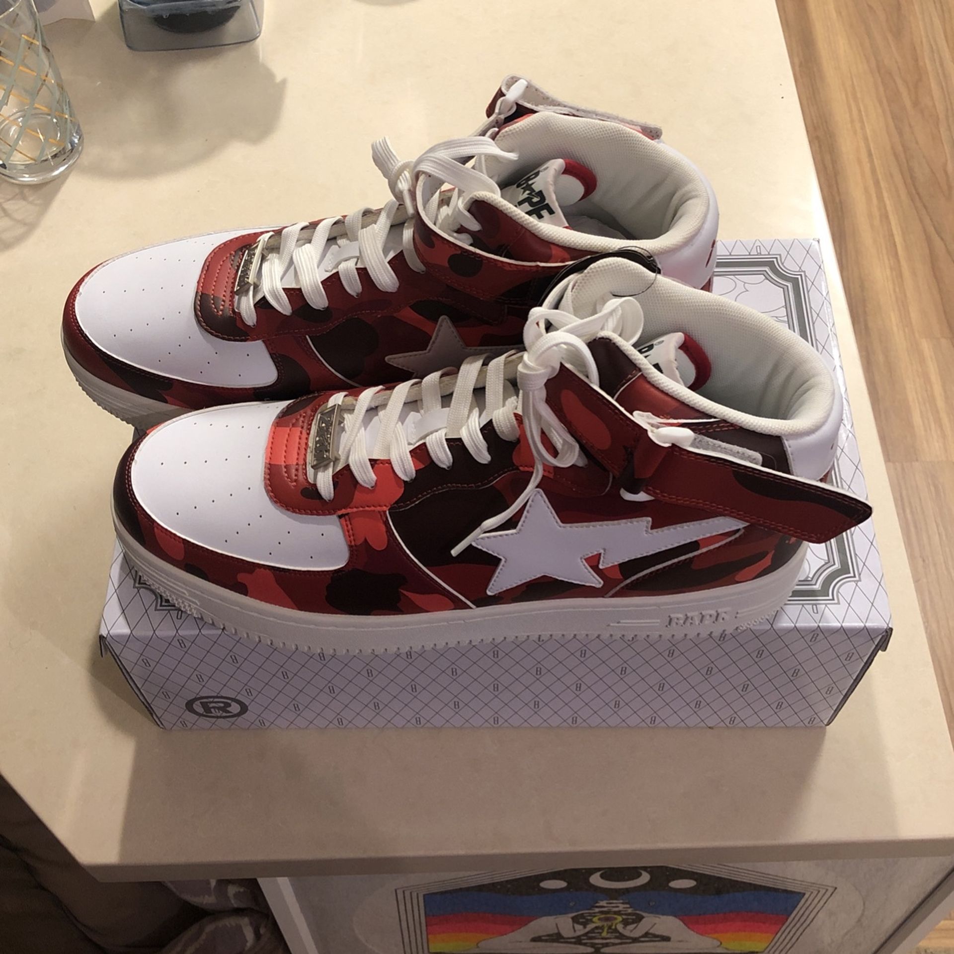 A Bathing Ape Bape Sta Mid SIZE 13 Color Camo Red