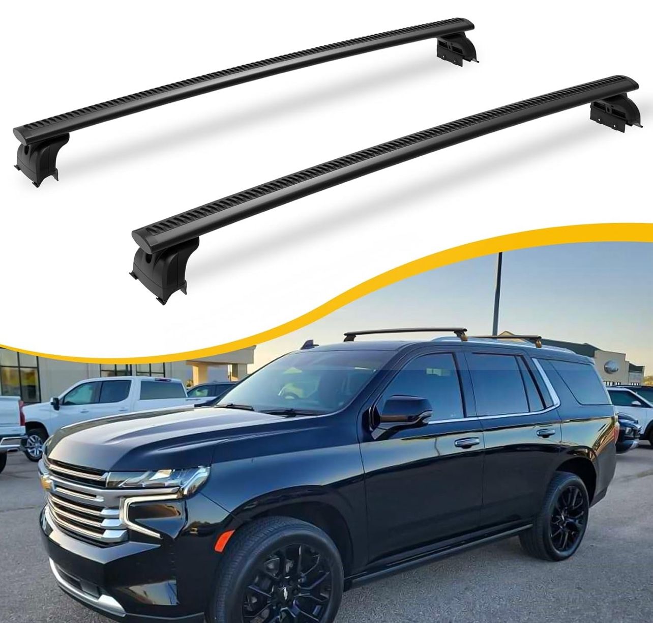 330LBS Cross Bars Roof Rack Fit for 2021-2025 Chevrolet Tahoe, GMC Yukon & Yukon XL, Chevrolet Suburban, Cadillac Escalade ESV Lockable Crossbars Carr