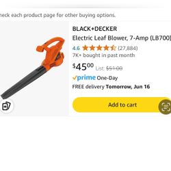 BLACK+DECKER Electric Leaf Blower, 7-Amp (LB700)