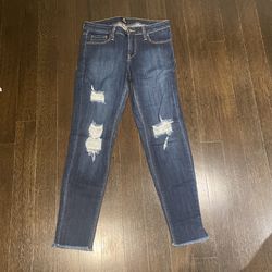 Dark Blue Skinny Jeans With Rips