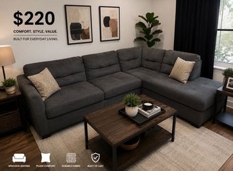 Grey Sectional (FREE CURBSIDE DELIVERY)