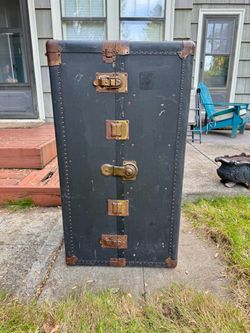 Antique Black Steamer Trunk