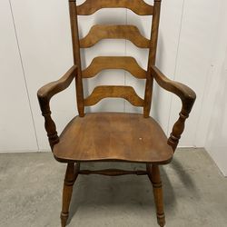 Vintage Sturdy Maple Wood Ladder Back Arm Chairs