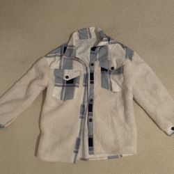 Nwot Womens Oversized Size Small Plaid Sherpa Shacket 