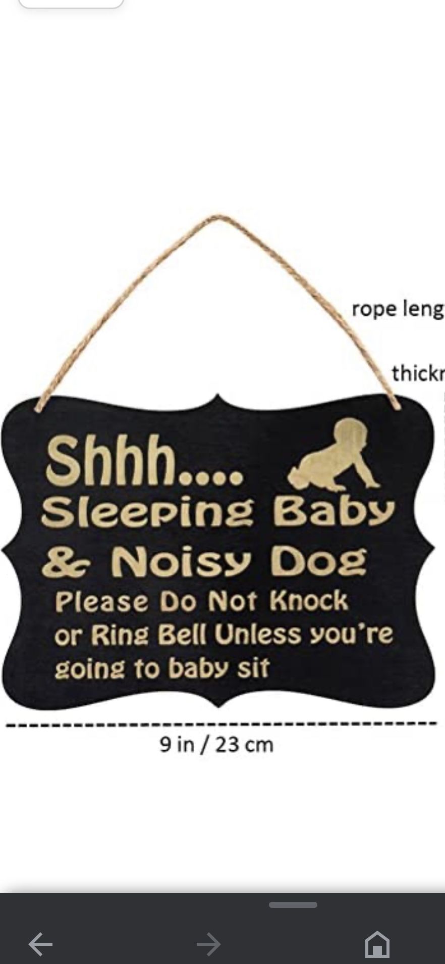 New WINOMO Shhh Sleeping Baby Door Sign Do Not Disturb Sign Baby Room Hanging Wooden Decorative Sign Do Not Knock or Ring Baby Sleeping Hanger Sign (B