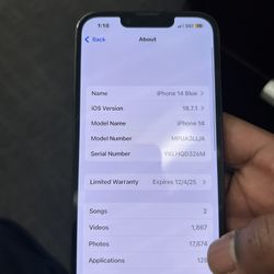 iPhone 14  128GB UNLOCKED Crack back