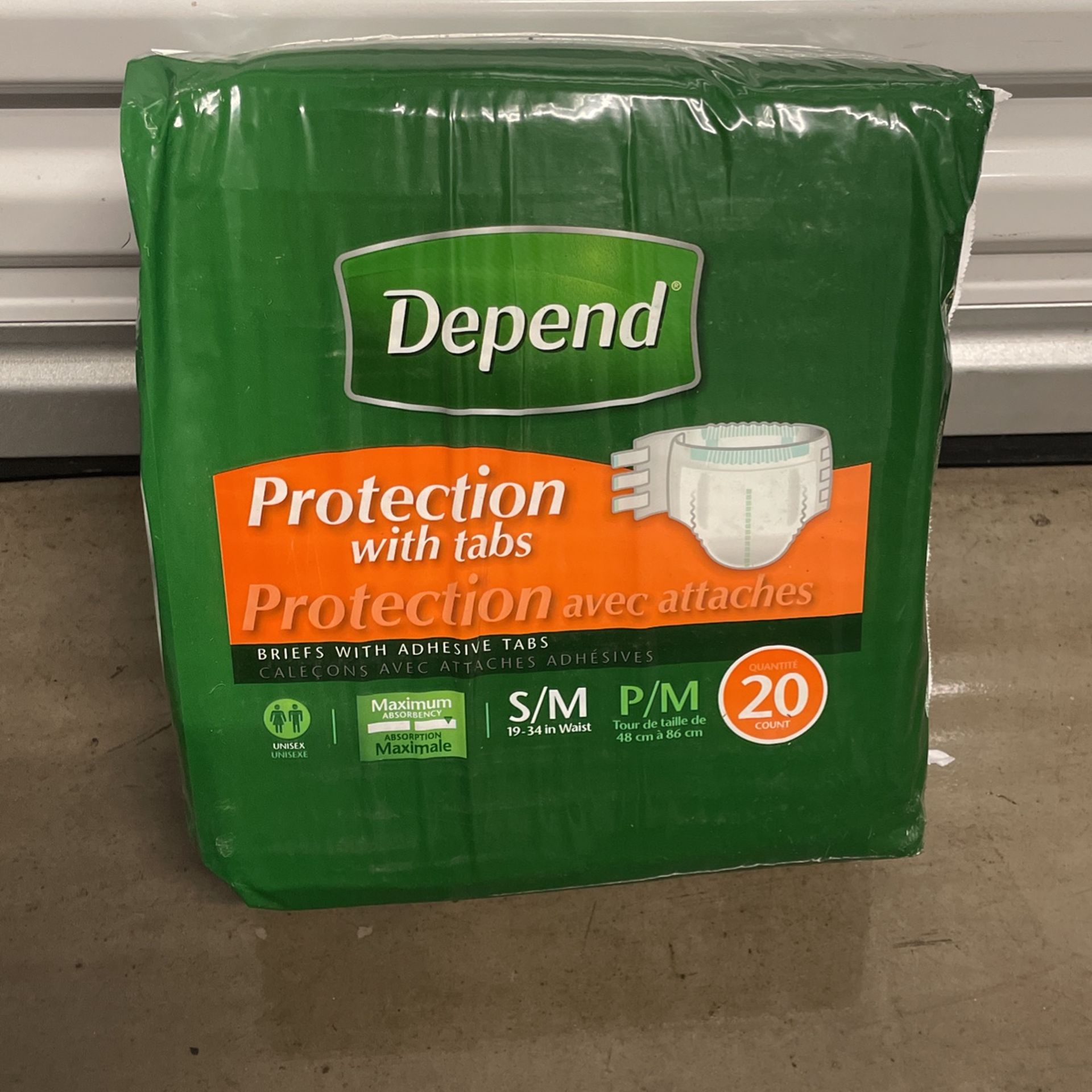 Depend Protection Briefs With Tabs Size Small/Medium