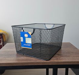 TWO Black Mesh Storage Baskets