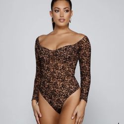 Off The Shoulder Bodysuit W/ Velvet Details 