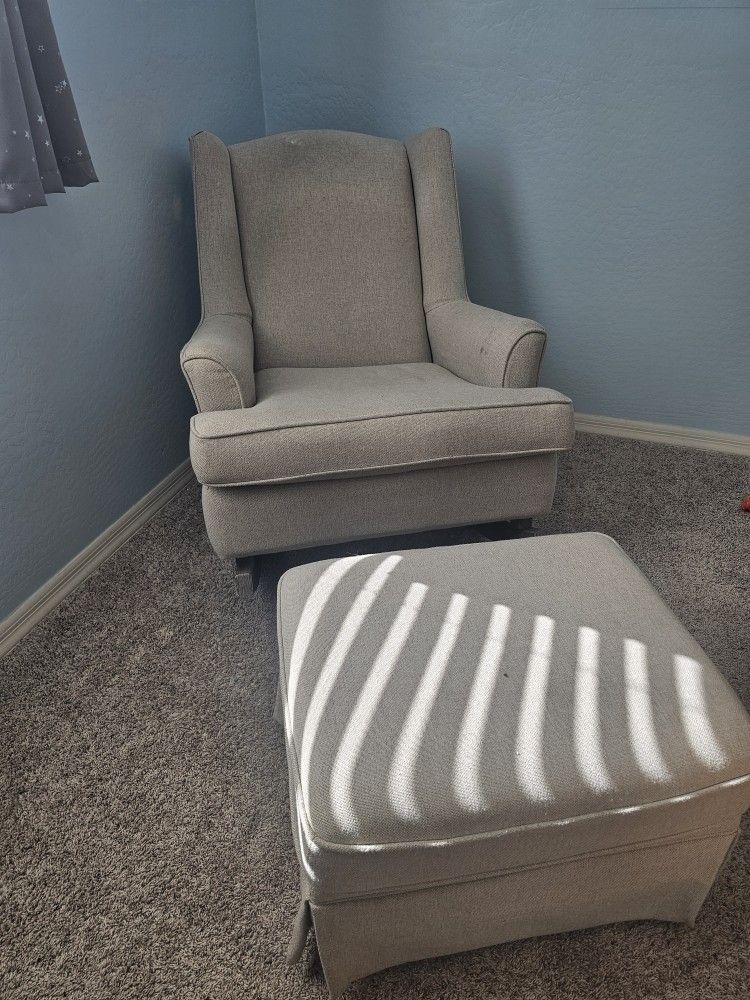 High Back Rocking Chair with Ottoman