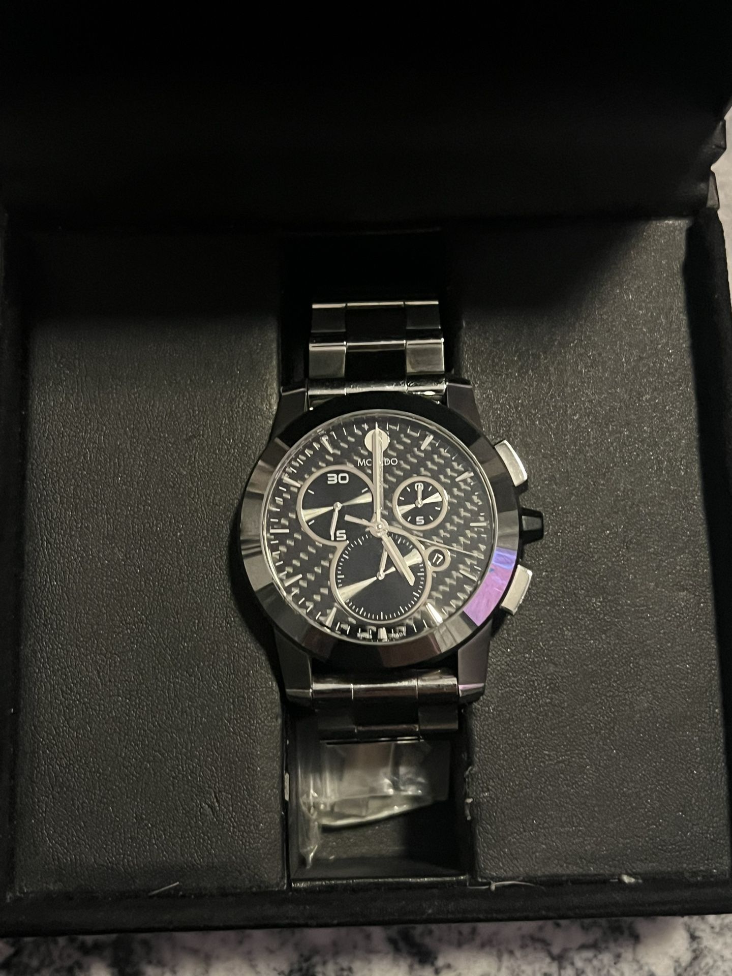 Movado Men’s Chronograph Watch – Stainless Steel, Original Case, Extra Links