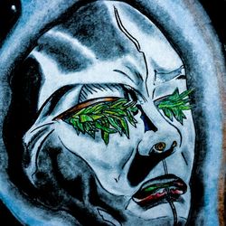 Original Mask Artwork Print With Black Frame And Glass Front