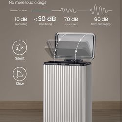 Trash Can, 13 Gallon (50 L) Garbage Can for Kitchen, with Lid, Pedal, and Removable Inner Bucket, Soft Close, Stainless Steel, 15 Trash Bags (Code K) 