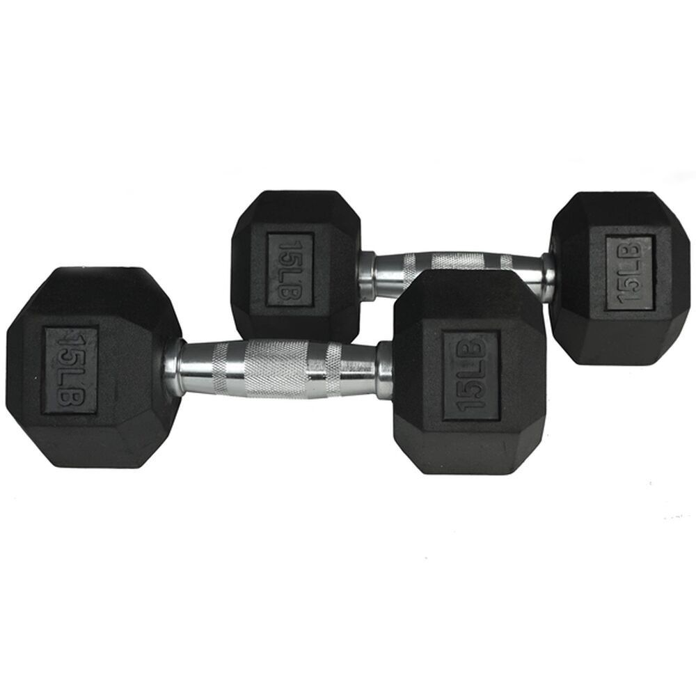 Set of 15 lb Rubber Hex Dumbbells Weights ***New***