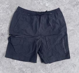 Aeropostale Men’s Black Nylon Cargo Shorts Size M Drawstring Elastic Waist