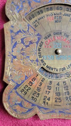 PERPETUAL CALENDAR 28 Year Mid Century 1937 to 1965 Brass 5in Floral Design  RARE for Sale in Brooklyn, NY - OfferUp