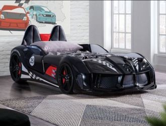 Brand New Black Race Car Design Twin Size Bed Frame