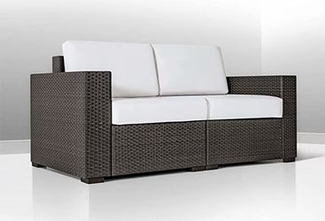🥨2 Pwiece Outdoor Patio Loveseat Sofa with Arms Clearance, 29.3" Highback 2-People Seated Couch for Outside, Modular Corner Sofa Piece for Rattan Sec
