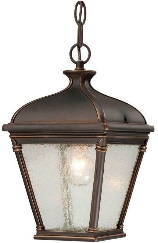 Hampton Bay Malford Dark Rubbed Bronze Outdoor Hanging Lantern, NEW