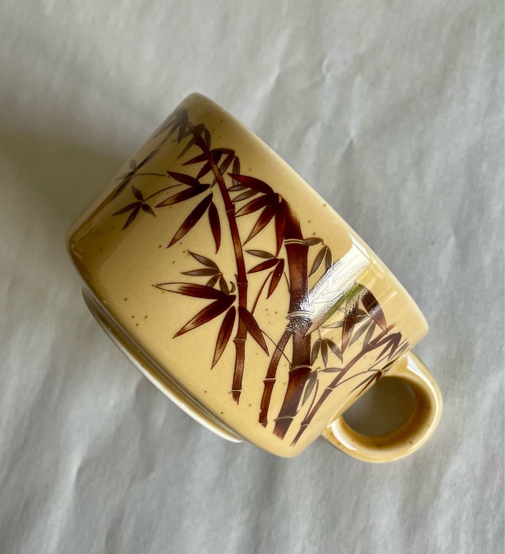Vintage 12-oz Speckled Beige Bamboo Soup Mug