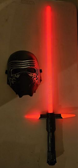 Kylo Ren voice changer mask and lightsabre