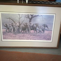 Gary R. Swanson “Elephant” Framed 39.5w x 26h x 1d Lithograph Signed 169/400 Wildlife Art
