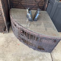 Backyard Corner Table Glass Top