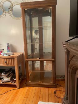 Wood and Glass Curio Display Cabinet