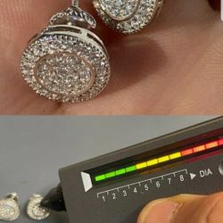 Real 925 Silver Iced Moissanite Hip Hop Earrings Studs Pass Diamond Tester