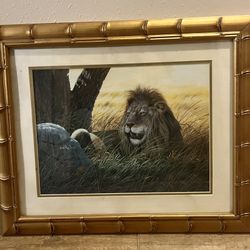  Don Balke Lithograph Lion1993 Framed 23x 20