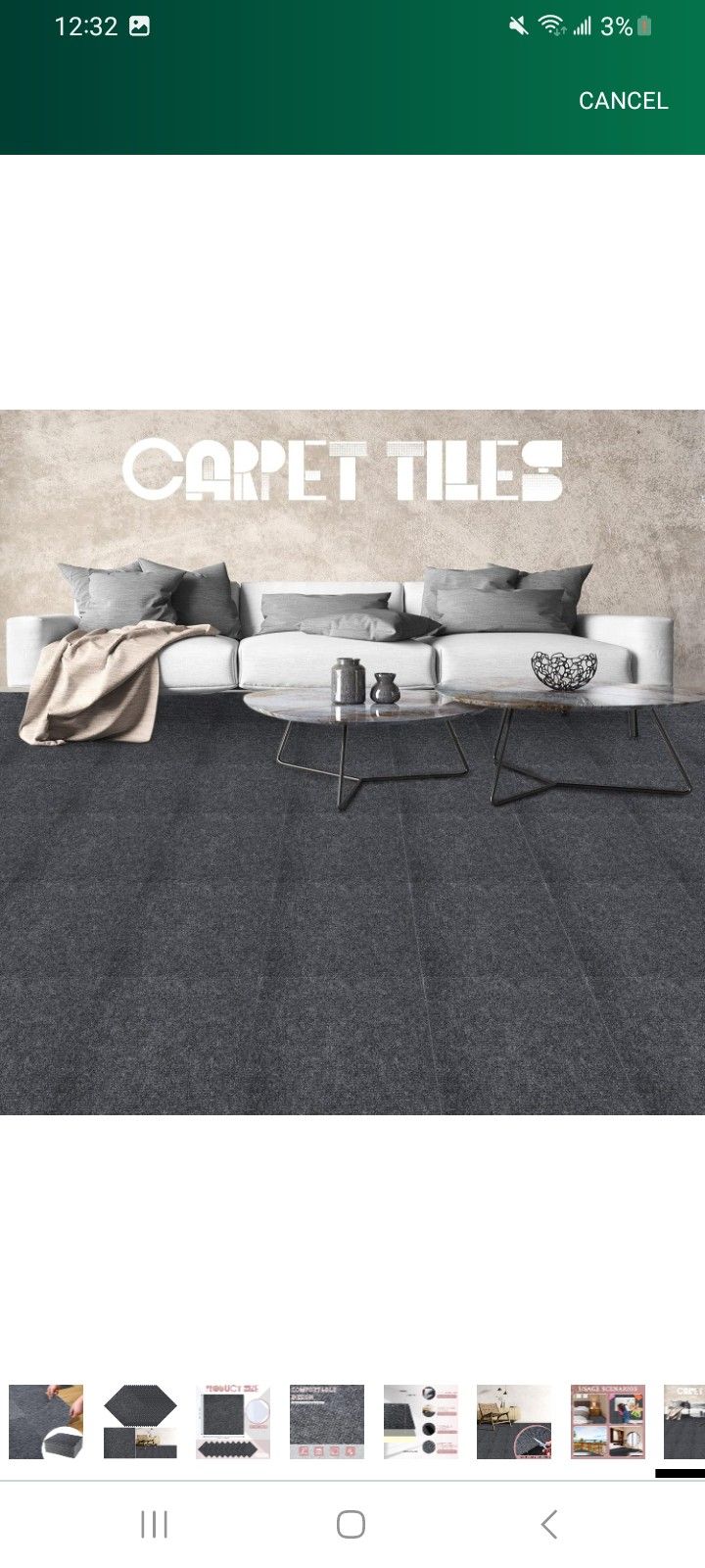 Kentex Home Fashion Self-Adhesive Carpet Tiles 12" x 12