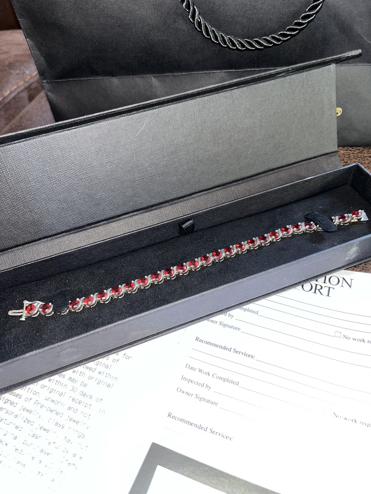 Fred Meyers 7.5” Round Garnet Bracelet