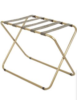 Metal Folding Luggage Rack, Gold 