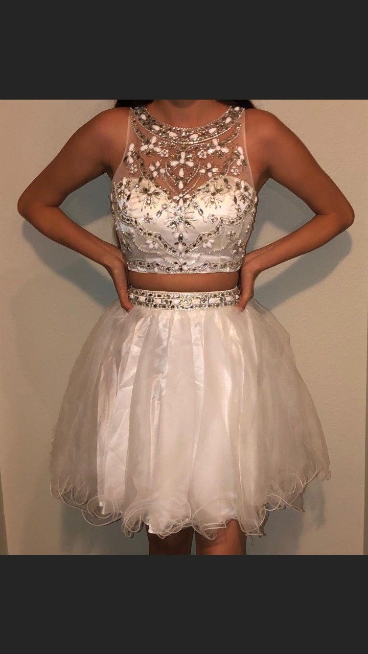 2-piece white prom dress