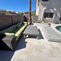 Restoration Hardware Majorica Patio Outdoor Set Of 12 Foot Sofa And 3 Pool Chaises $15,000 New