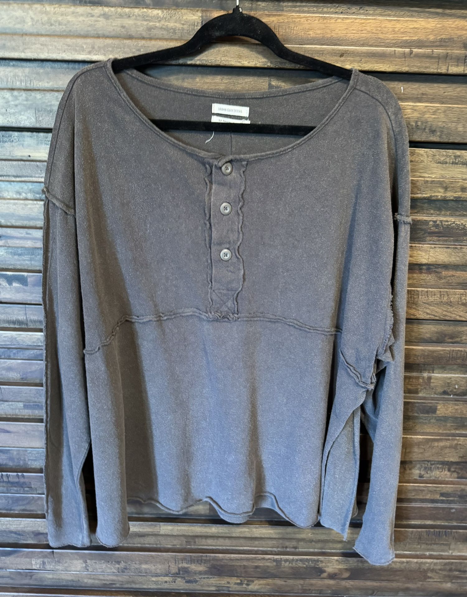 Urban Outfitters Freddie Henley Tunic Top in Grey Womens SML Long Sleeve EUC