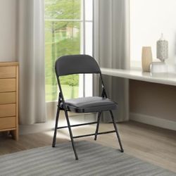 Black Padded Vinyl Cushion Folding Chairs