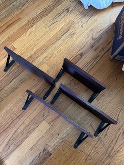 4 Small Wooden Wall Shelves