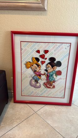 Disney Vintage Poster custom framed Mickey and Minnie Mouse