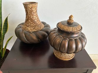Wooden Urns Tall 12" Short with removable cover 11"