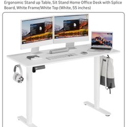 Height Adjustable Electric Standing Desk, 55 x 24 Inches Ergonomic Stand up Table, Sit Stand Home Office Desk with Splice Board