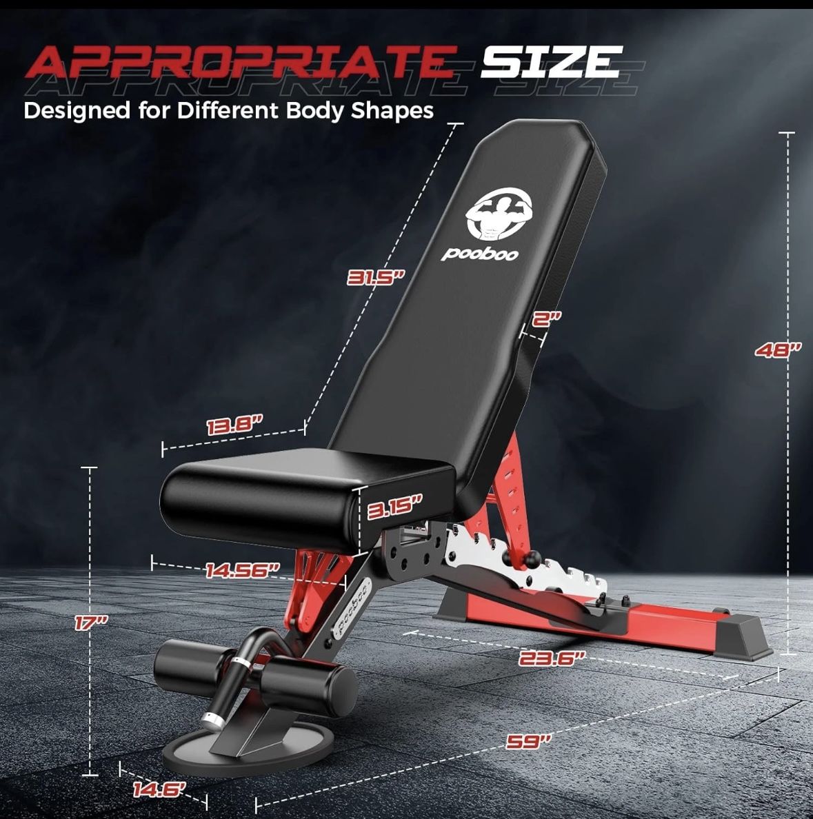 Weight Bench, Adjustable Workout Bench for Home, 1500LBS Weight Capacity