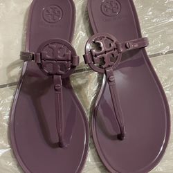 Tory Burch Mini Miller Women's Flat Thong Jelly Sandals - Purple US Size 6