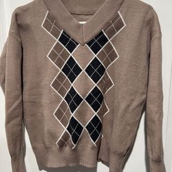 Women’s Long Sleeve Brown Knitted Fall Pullover Sweater Small