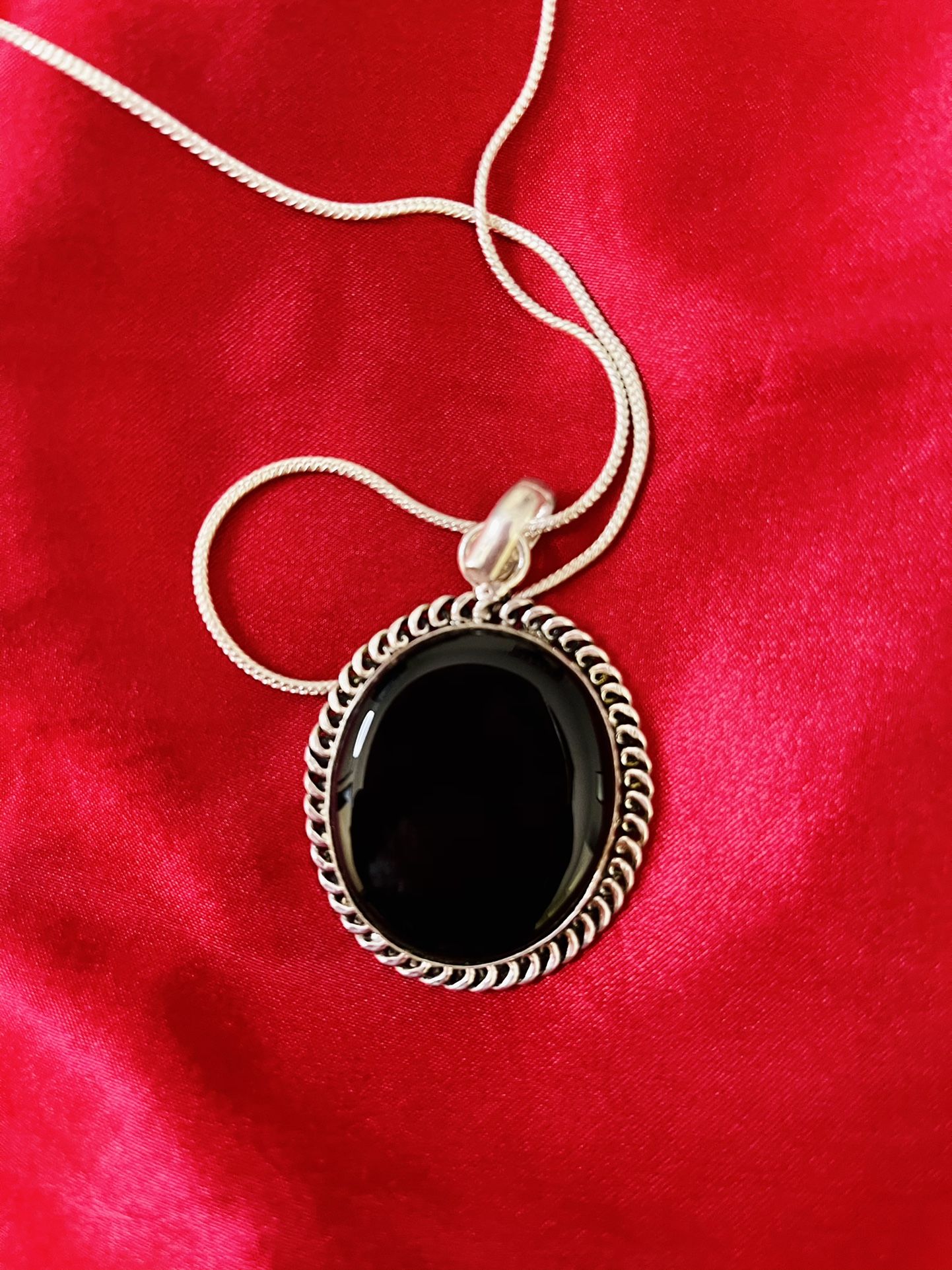 Long Oxidized Silver Necklace